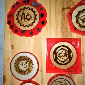 7 chakras coaster set with gemstones